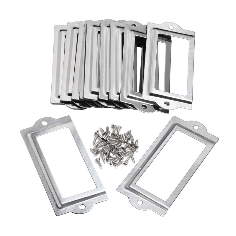 Bluecell World Bluecell 20pcs 80 x 35mm Silver Color Metal Office File Cabinet Shelves Drawer Name Card Label Holder Frames with Screws - Image 1